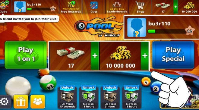 8 ball pool مجانا 10 مليون كوينز بلياردو