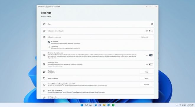 windows subsystem for android on windows 11