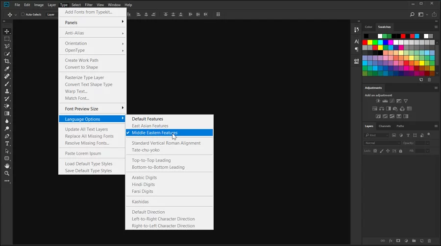 Photoshop Language Options