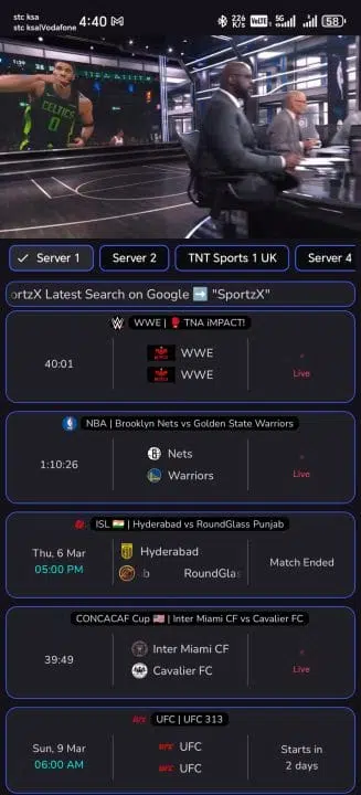 تحميل تطبيق SportzX Live TV مهكر Apk بدون إعلانات للاندرويد 2025 اخر اصدار مجانا
